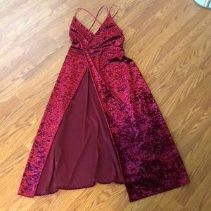 Maroon wine colored velvet dress